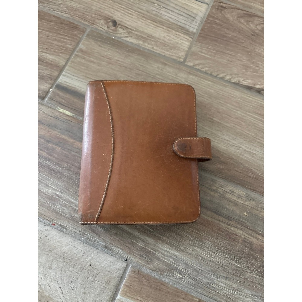 Vintage light brown Franklin Leather‎ Planner 7.5" tall